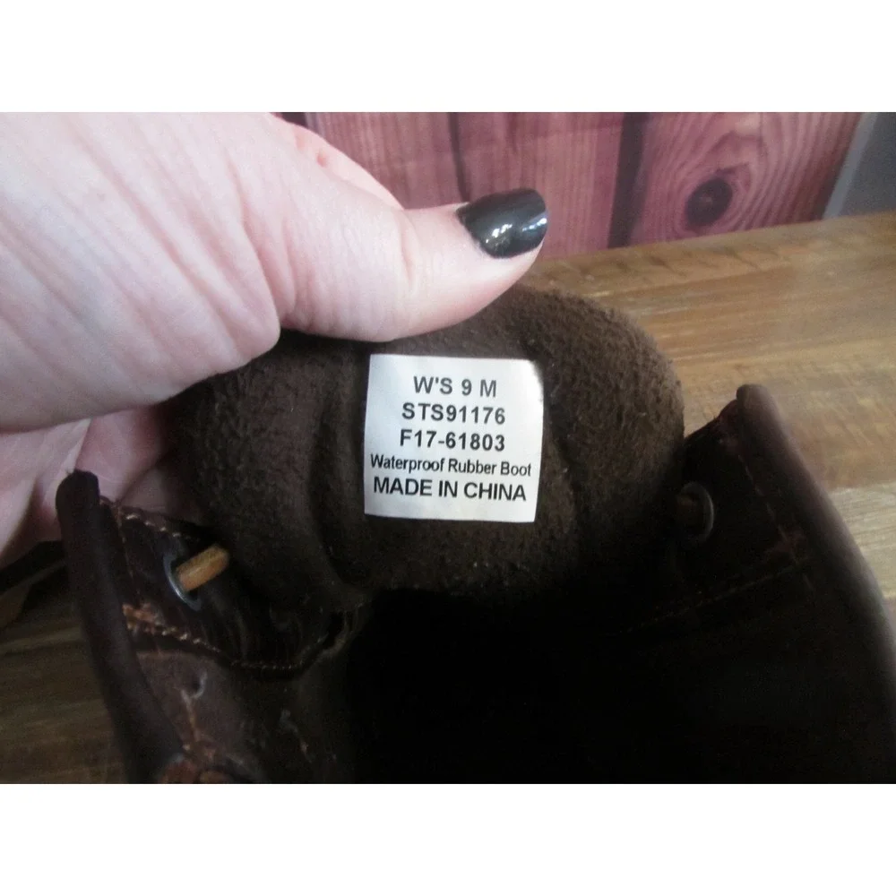 Sperry Women's Saltwater Duck Boots Brown Leather Waterproof Rain Size 9 M